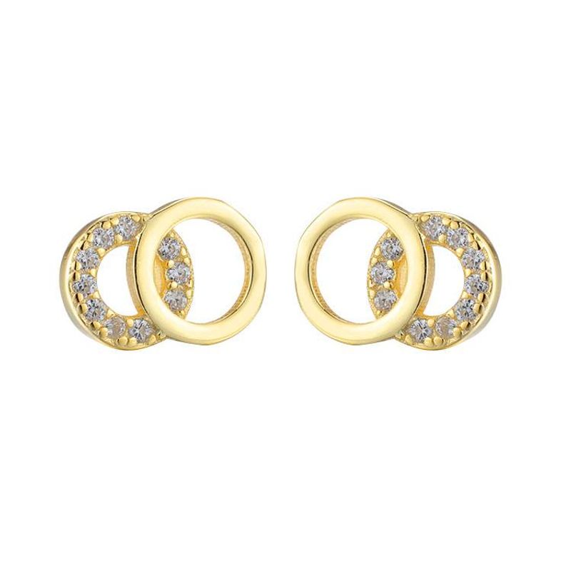 Diamant-Doppelkreis-Ohrringe, einfache, kleine, exquisite und vielseitige High-End-Temperament-Ohrringe_voghion.com