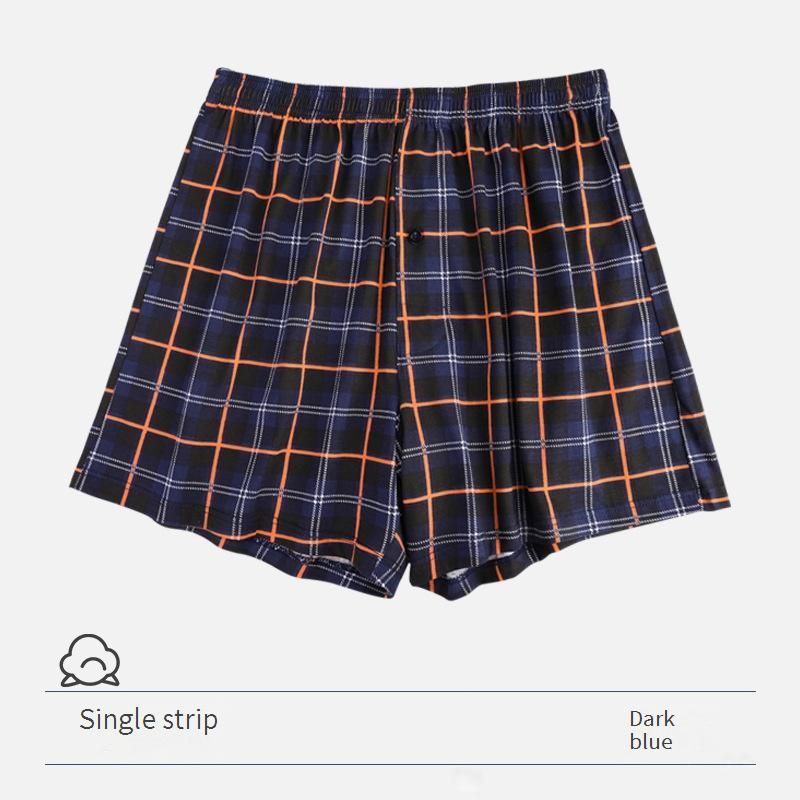 Herrenunterwäsche Baumwolle Sommer Jugend Boxerhosen Große Größe Lose Plaid Boxershorts_voghion.com