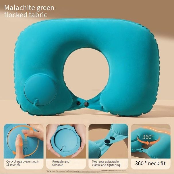 Cuscino gonfiabile a forma di U per il collo da viaggio - Cuscino d'aria in TPU di seta di latte ultra morbido con gonfiaggio rapido_voghion.com