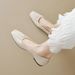 Square Head Single Shoes Women's Flat French Shallow Mouth One Pedal Doudou Shoes Gentle Soft Sole Ladyshoes_voghion.com