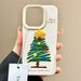 Custodia a forma di albero di Natale con pois e stelle 3D di TechGlobe per iPhone 16, 15 Pro Max/14/13/12_voghion.com