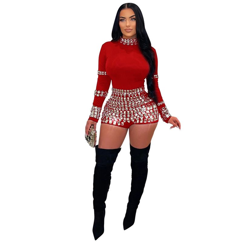 Rhinestone Jumpsuit Women's Slim Fit Party Wear One-Piece_voghion.com