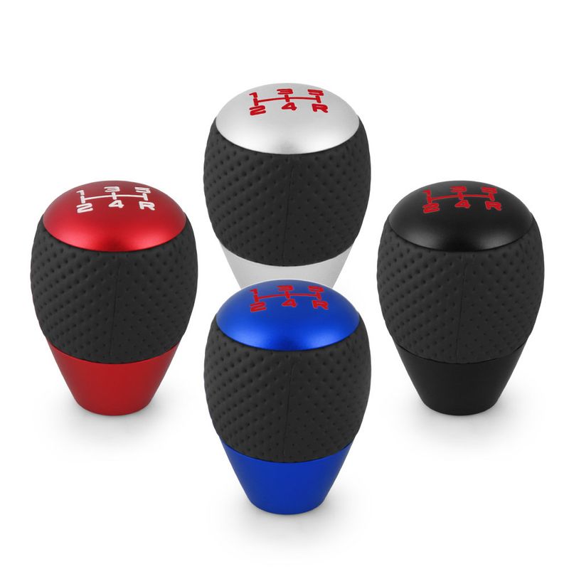 Leather＆Aluminium Universal Car 5 Speed For M8 M10 M12 Lever Gear Level Knob Shift Head_voghion.com