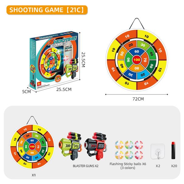 Children's Shooting Practice Round Target Sticky Ball Darts Dribbling Lights Versus Soft Shot Gun Play_voghion.com