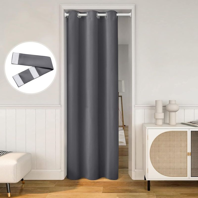 No-Drill Blackout Door Curtain - Thermal Insulated & Noise Reducing Privacy Drape (100% Light Blocking Ready-To-Hang Wrinkle-Free)​_voghion.com