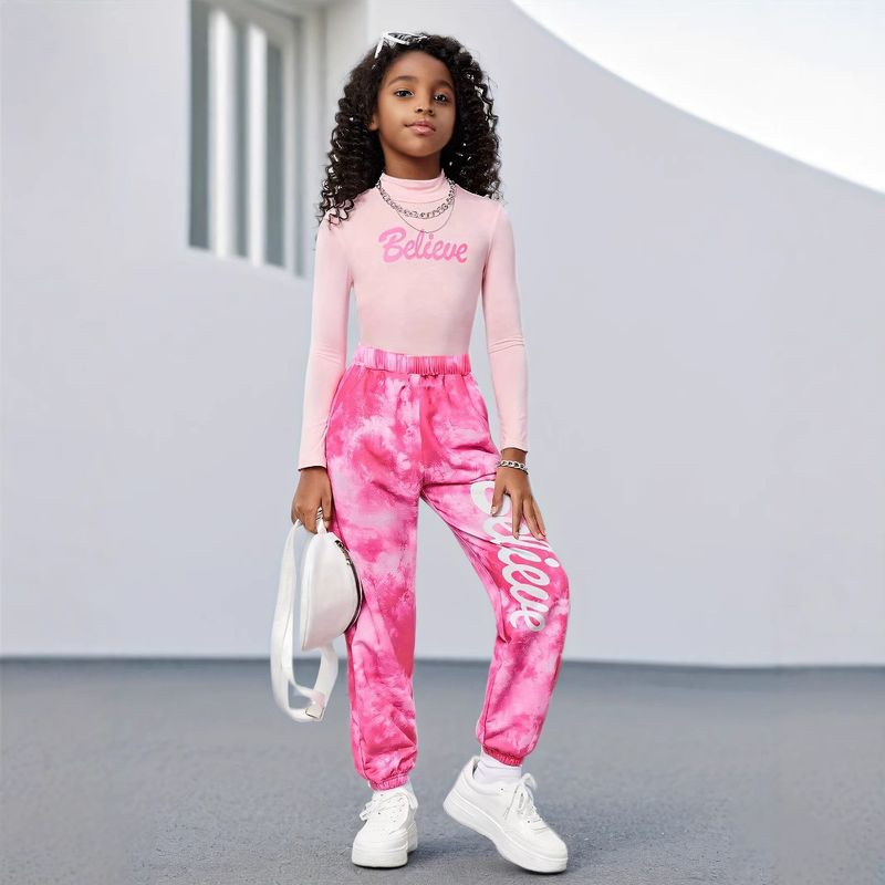 Mother & Kids INS Girls Spring And Autumn Fashion Tie Dye Pattern Leggings Loose Long Sleeved Casual Fashion Suit_voghion.com