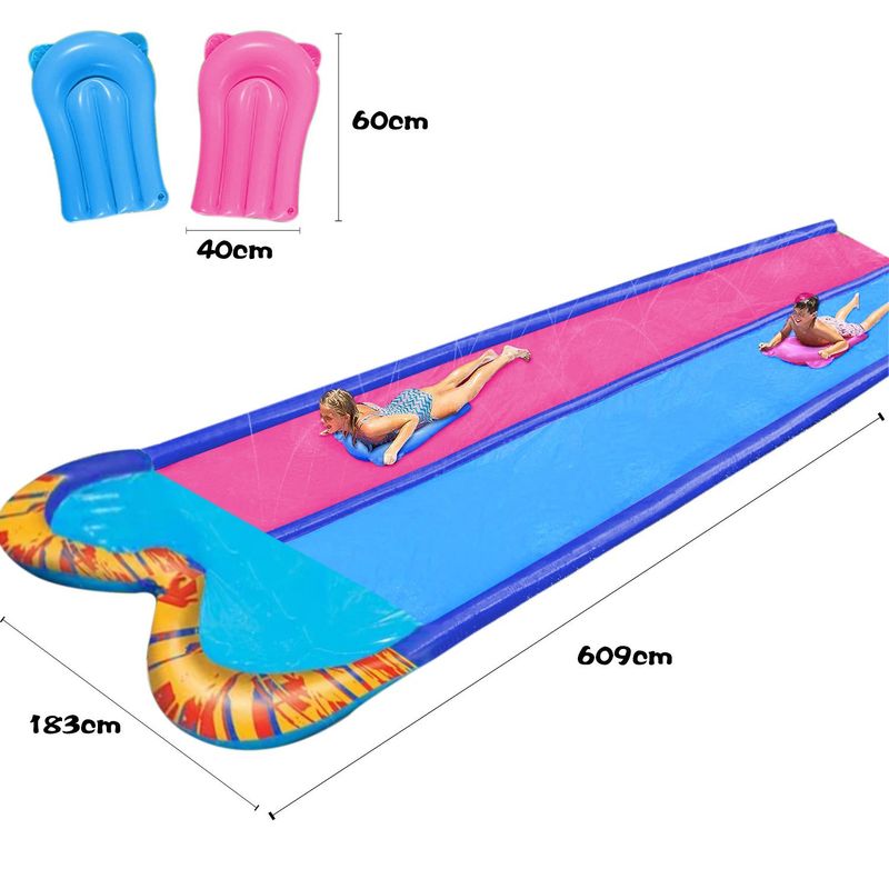 Double PVC Water Slide Children's Water Park Water Play Toy Water Slide Lawn Single Double Water Slide Pool_voghion.com