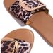 Wearing leopard print flat slippers in large size, women's summer buckle beach sandals, slip pers_voghion.com