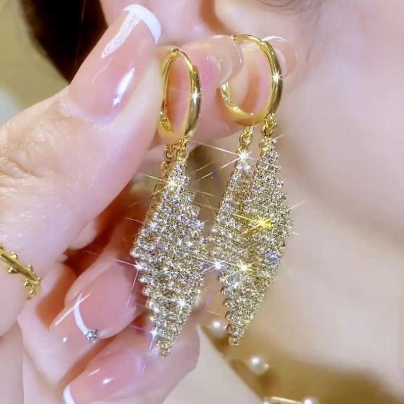 Orecchini con doppio zircone lucido dal design unico per le donne, accessori quotidiani personalizzati, gioielli per feste, regali di compleanno_voghion.com