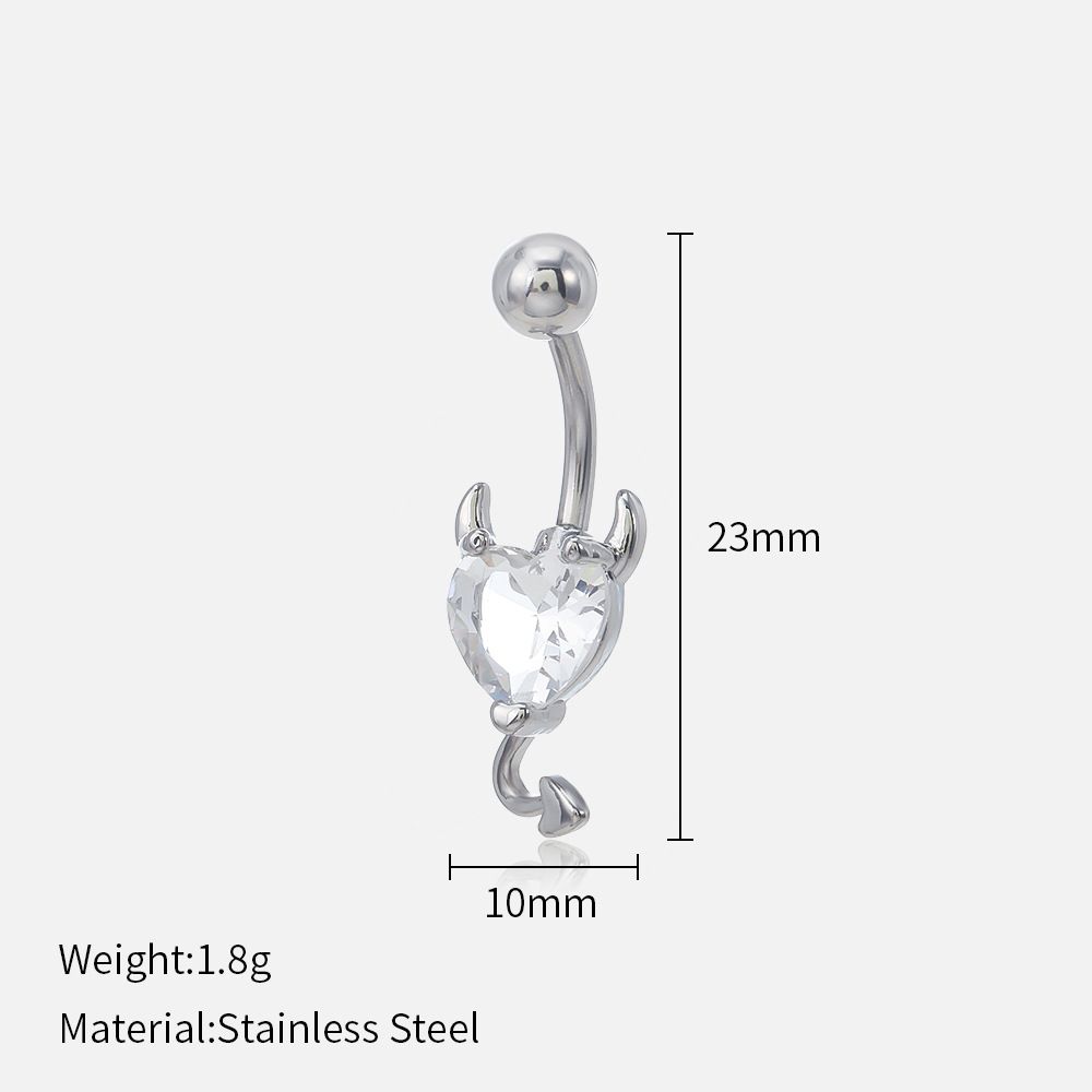 Piercing per ombelico con zircone trasparente - Love Little Devil Design, gioielli da piercing alla moda e di tendenza per tutti gli stili_voghion.com