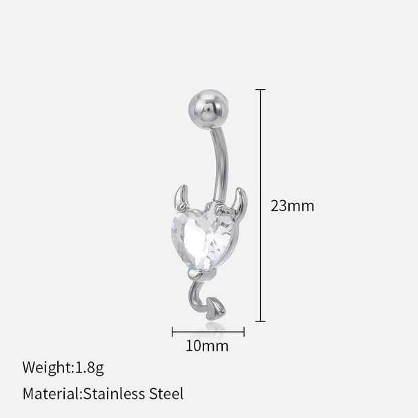 Piercing per ombelico con zircone trasparente - Love Little Devil Design, gioielli da piercing alla moda e di tendenza per tutti gli stili_voghion.com