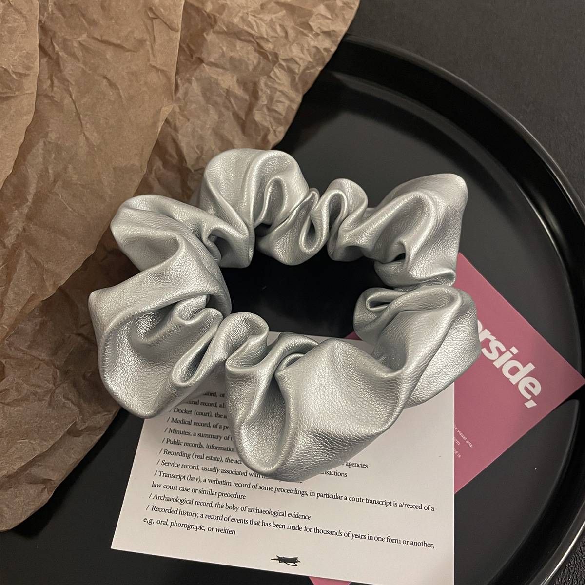 Oversize PU Scrunchies Elastici per capelli Cravatte Donna Ragazze Grandi PU Fasce per capelli Porta coda di cavallo Elastici per capelli Accessori per capelli_voghion.com