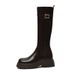 Cameido Women's high thick-soled long boots with fleece lining and belt buckles, knight boots that don't go over the knees._voghion.com