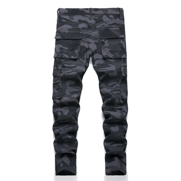 Kinderkleidung Kinder-Arbeitskleidung mit Camouflage-Muster, gerade geschnittene Stretch-Jeanshose_voghion.com