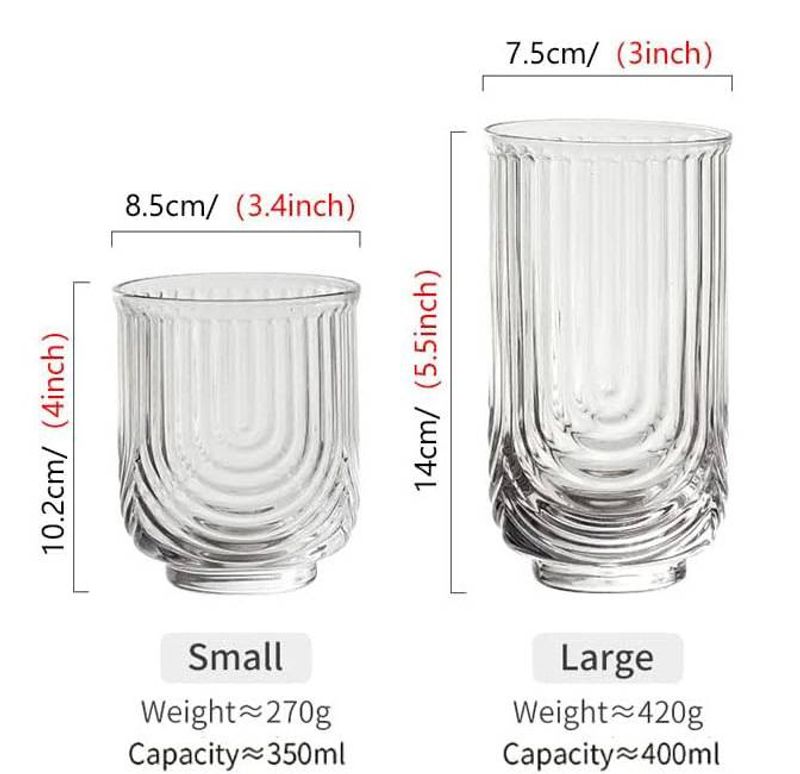 Vintage U-Shaped Glass - Retro Coffee & Cocktail Cup For Latte/Juice/Milk (14oz, Crystal Clear, Double-Wall Insulated, Perfect For Home Bar & Cafe)​​_voghion.com