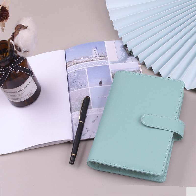 Refillable Notebooks A6 Binder Zipper Bag Macaron Notebook Leather PU Loose Leaf Cash Budget Handbook_voghion.com