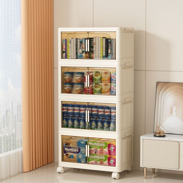 4 Collapsible Storage Door Side Folding C Cabinet Plastic Storage With Tiers 19.69×11.81×40.55 19.69 Wide Storage Bins Magnetic_voghion.com