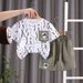 Set di due pezzi di pantaloncini casual per bambini a maniche corte con girocollo e stampa completa per ragazzi estivi da 0 a 5 anni_voghion.com