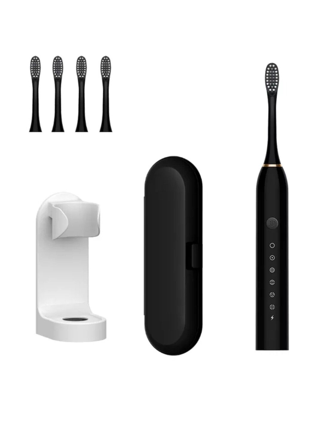 Brosse à dents électrique sonique rechargeable, nettoyage en profondeur, 5 modes et 4 têtes de brosse_voghion.com