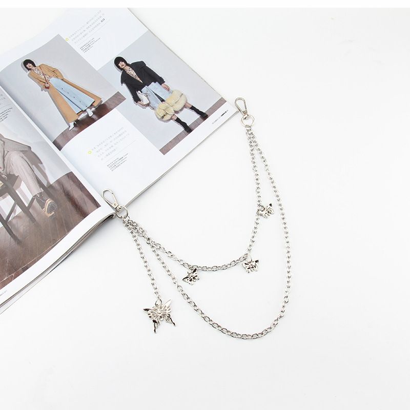 Punk Style Double Row Hole Transparent Korean Version Trendy Jeans Fashion Chain Without Punching Ins Belt_voghion.com