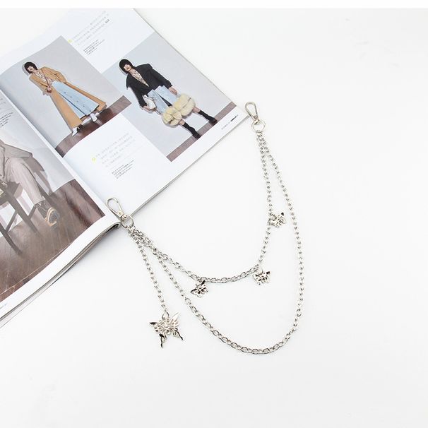 Punk Style Double Row Hole Transparent Korean Version Trendy Jeans Fashion Chain Without Punching Ins Belt_voghion.com