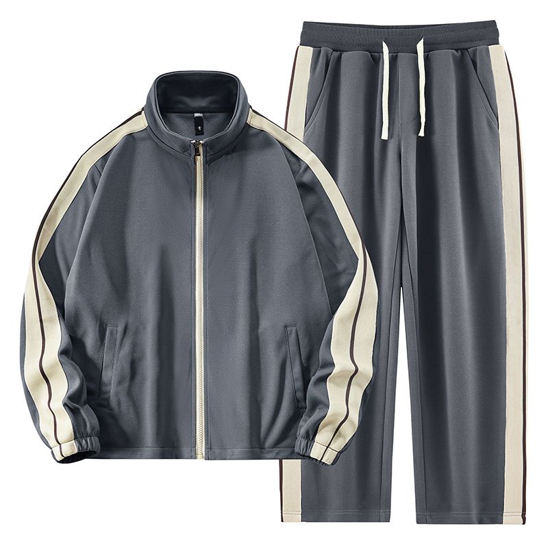 Herbstlicher neuer lässiger Sportanzug für Herren, Strickjacke mit gerader Jogginghose, trendiges und modisches zweiteiliges Set_voghion.com