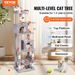 Cat Tree 63' Cat Tower With 2 Cat Condos Sisal Scratching Post Light Grey_voghion.com
