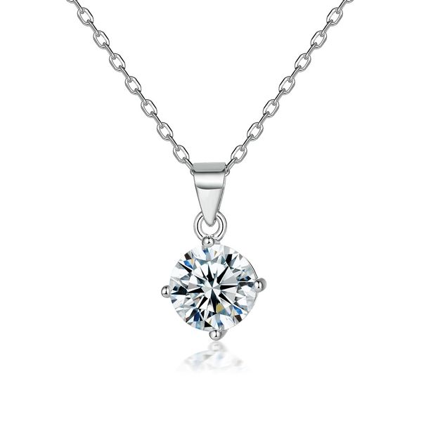 Collane da donna in argento Sterling S925 con ciondolo semplice in zircone e micro intarsio, collana classica a quattro griffe_voghion.com