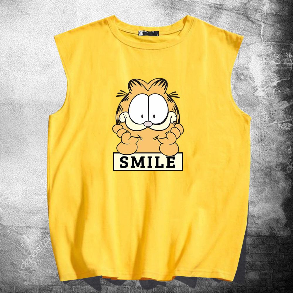 New Pure Cotton Sports Vest For Men And Women With Summer Bottoms, Trendy Cartoon Loose Cut Sleeves, Plus A Sleeveless_voghion.com