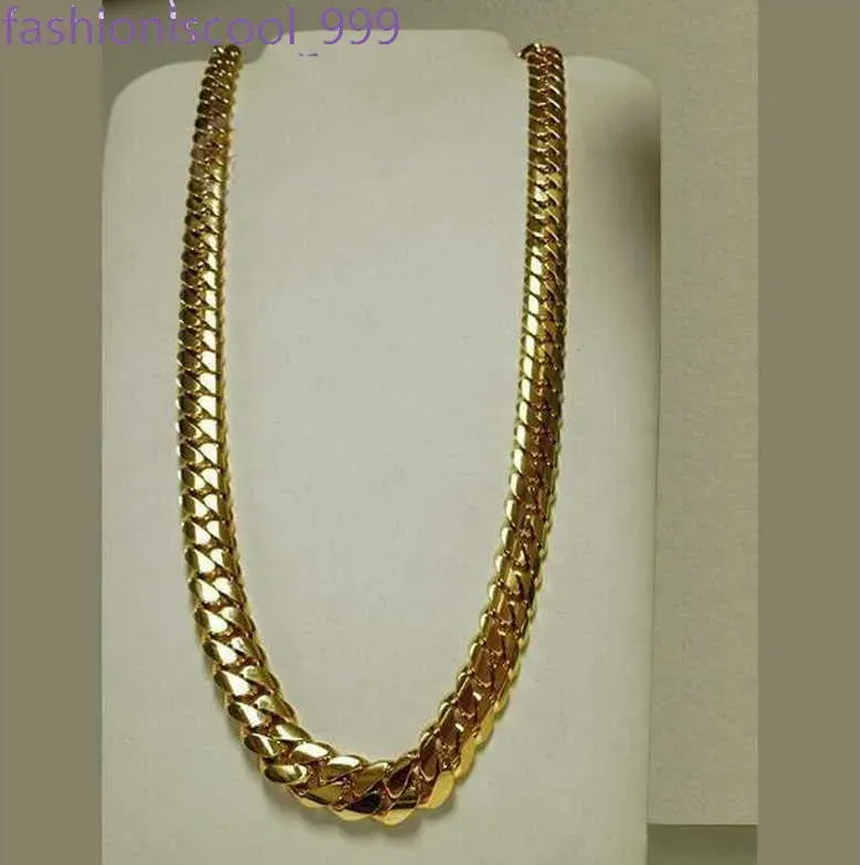 Κοσμήματα σχεδιαστών Κλασικό χρυσό 14 καρατίων Μαϊάμι Ανδρικά κουβανέζικα κράσπεδα με δαχτυλίδι κολιέ μόδας Μινιμαλιστικό ύφος Δώρο Χριστουγέννων_voghion.com