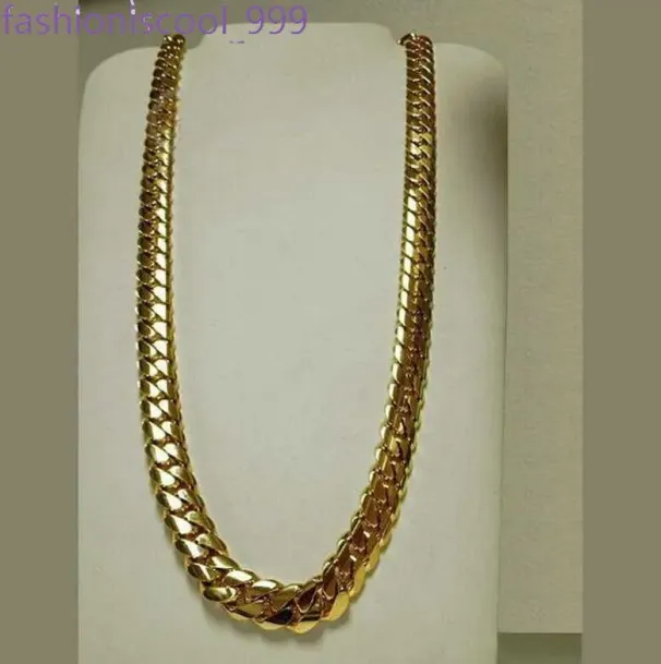 Κοσμήματα σχεδιαστών Κλασικό χρυσό 14 καρατίων Μαϊάμι Ανδρικά κουβανέζικα κράσπεδα με δαχτυλίδι κολιέ μόδας Μινιμαλιστικό ύφος Δώρο Χριστουγέννων_voghion.com