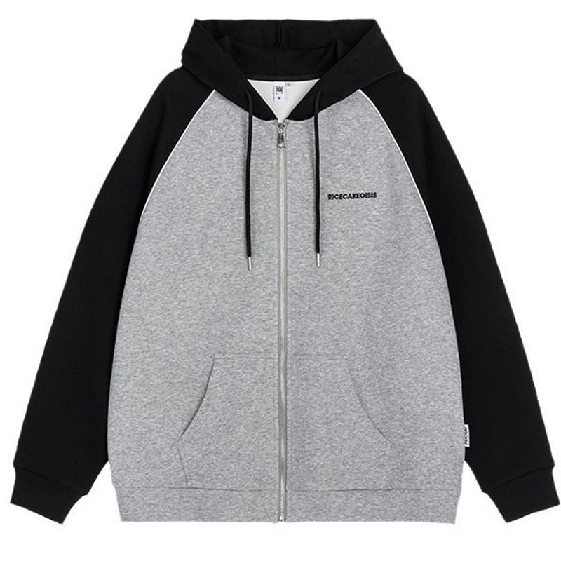 Nuovo cardigan con cappuccio versatile e semplice in colori a contrasto retrò per autunno e inverno, top da coppia ampio e snellente_voghion.com