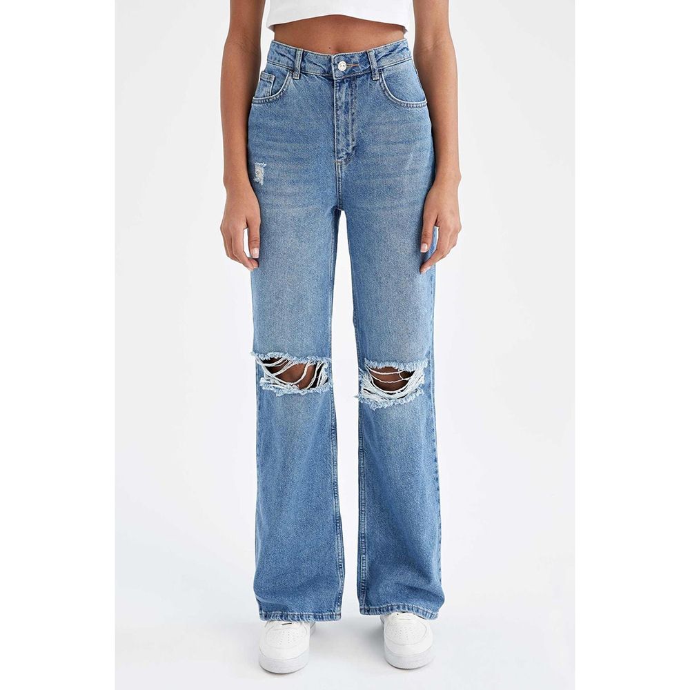Men's Clothing High Waisted Ripped Washed Casual Straight Leg Jeans For Women, New Spring And Autumn Style, Loose And Trendy Long Pants._voghion.com