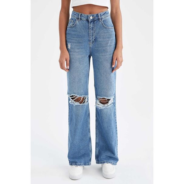 Men's Clothing High Waisted Ripped Washed Casual Straight Leg Jeans For Women, New Spring And Autumn Style, Loose And Trendy Long Pants._voghion.com