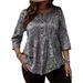 Plus Size Women's Paisley Print Long Sleeve Button-Down Blouse - Loose Fit Casual Tunic Top For Autumn & Winter (Green, Grey)_voghion.com