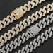 Hip-Hop Domineering 20mm Three-Row Men's Large Gold Full Diamond Personality Bar Cuban Chain_voghion.com