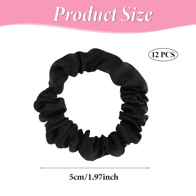 Høy elastisk svart tynntarm scrunchie ikke-destruktiv sateng hestehale hårstripe jentete hjerte gris tykktarm hodeplagg_voghion.com