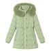 Abrigo largo acolchado para mujer con capucha de piel sintética, chaqueta de invierno de corte entallado, abrigo acolchado y cálido para climas fríos._voghion.com