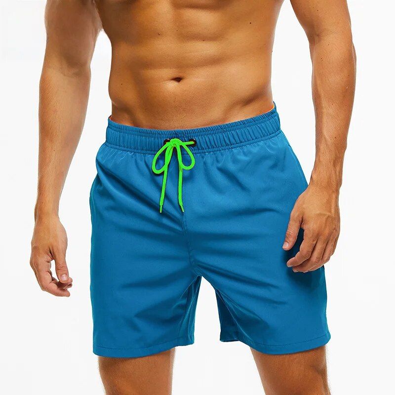 ESCATCH Pantaloni de plajă cu fermoar pentru bărbați, de culoare solidă, cu sferturi, cu buzunar, cu elastic pe patru fețe_voghion.com