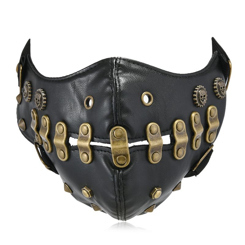 Creative Halloween Personalized Face Alloy Buckle Chain Skull Accessories Dustproof Mask_voghion.com
