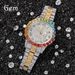 Casual Simple Watch Hip Hop Diamond Rainbow Gradient Calendar Quartz Watch_voghion.com