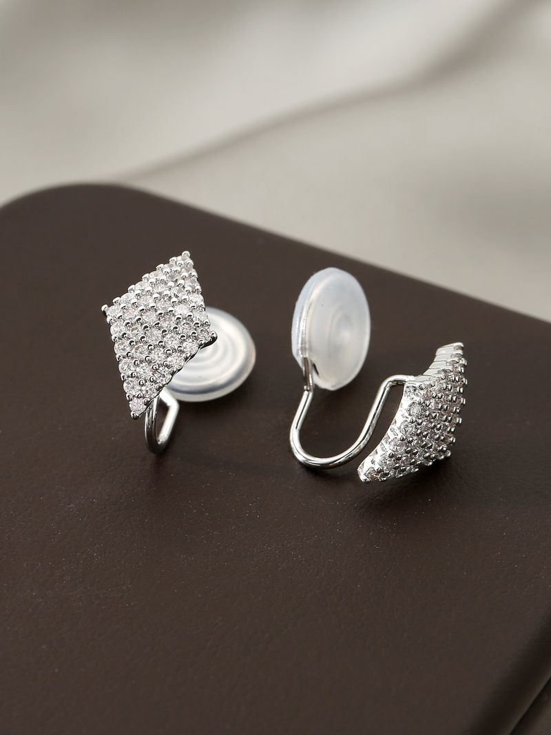 Orecchini a clip geometrici a forma di diamante, alla moda e personalizzati, temperamento di alta gamma, orecchini e fibbie di design di nicchia_voghion.com
