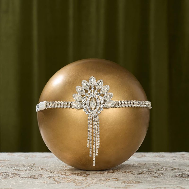 Bandeau chaîne Flash pour femmes, couvre-chef avec pompon en diamant d'eau, bijoux populaires, nouvelle collection 2024_voghion.com