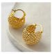 French lazy retro explosive temperament simple woven hollow core gold plated round basket earrings_voghion.com