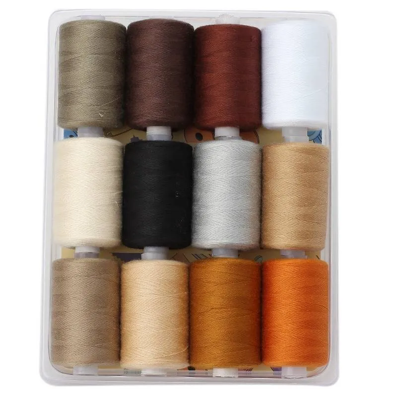 402 poliestera diegi/ roku šūšanas diegi DIY 12 krāsas 1000 jardu šujmašīnas diegu komplekts_voghion.com