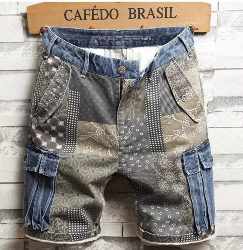 Men's Clothing Summer Thin Style Trendy Printed Loose Personality Five Point Pants Trendy Brand Men's Shorts Overalls_voghion.com