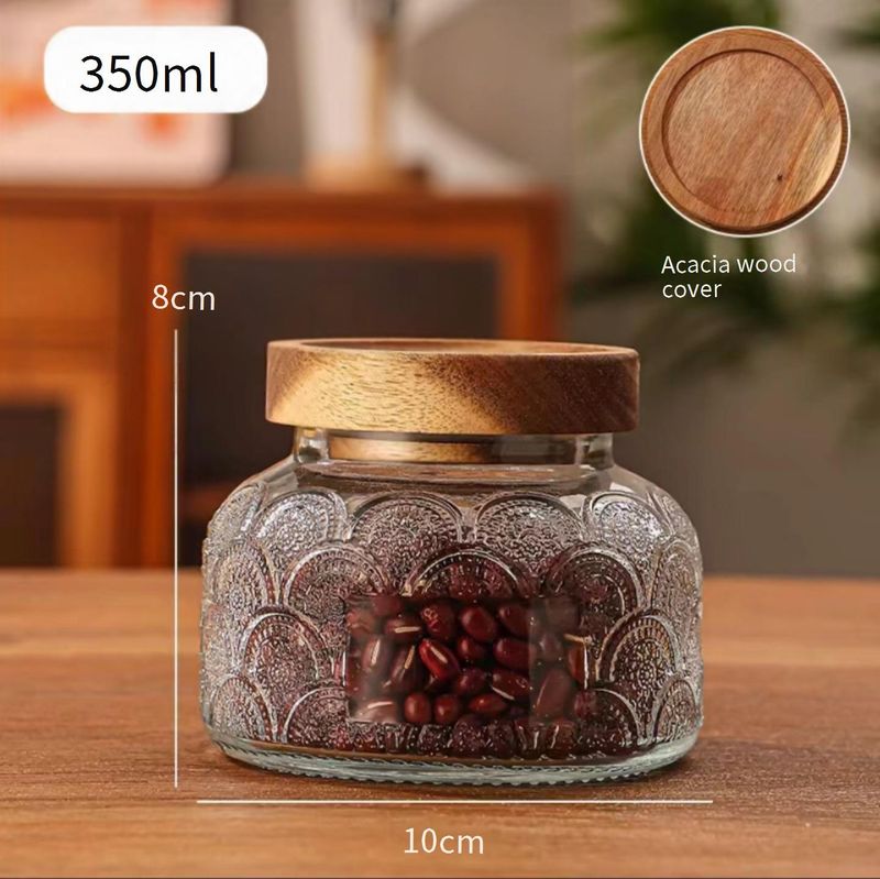 Bocaux en verre avec couvercles en bois – Contenants hermétiques pour le garde-manger, les aliments secs et le thé_voghion.com