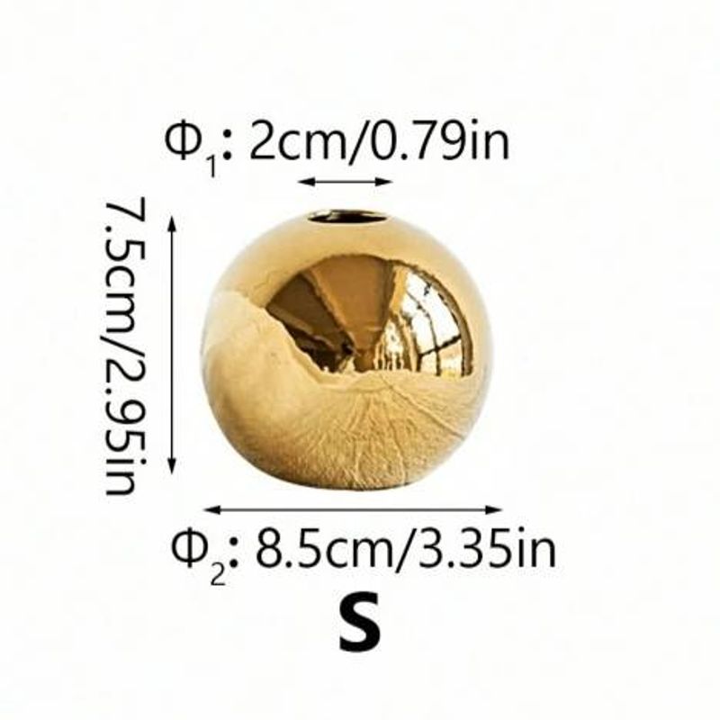 1pc Plating Golden Ball Ceramic Vase Home Decoration Ornaments Crafts Flower Pot Art Hydroponic Vases Home Decoration Ornament Gift_voghion.com