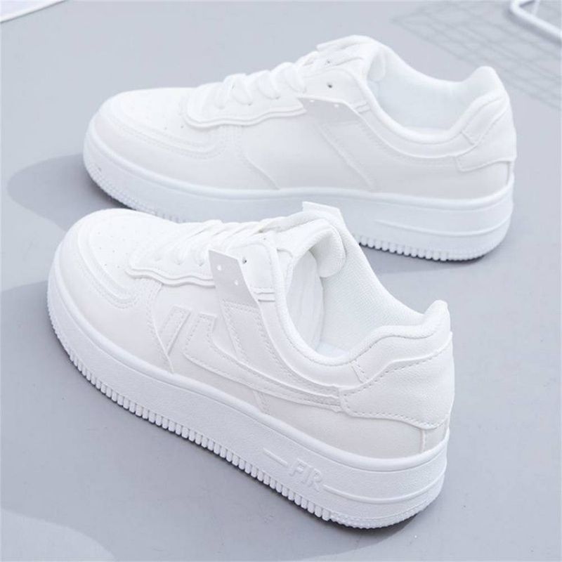 2025 Fashion Sneakers Small White Shoes Women's Artificial PU Splicing Low Top Lace-Up Non-Slip Wear-Resistant Running Shoes 35-40_voghion.com