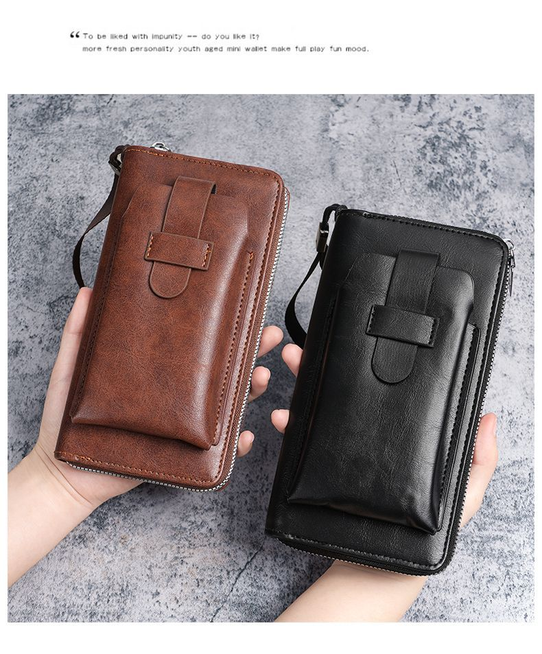 Men's Wallet Long New Wallet Multi-card Wallet Two-in-one Men's Business Zipper Multi-functional Mobile Phone Bag_voghion.com